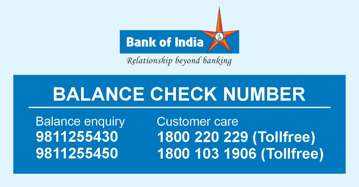 Bank of India Balance Check New Number