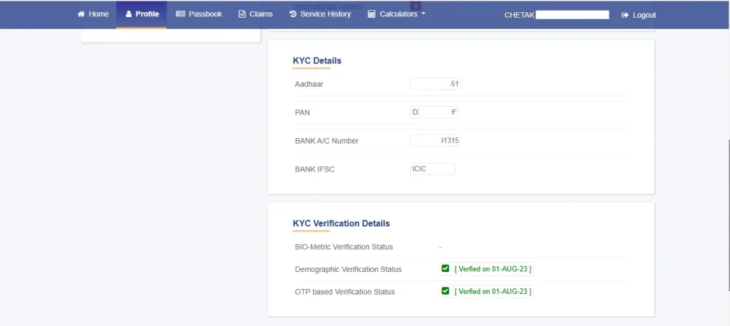 PF KYC Online Registration