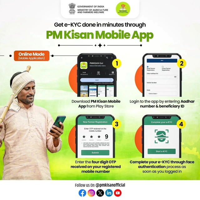 PM Kisan app e-KYC Online