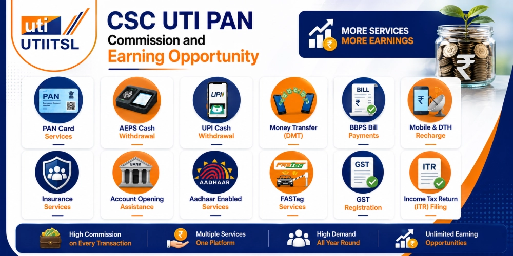 CSC UTI PAN Commission and Earning Opportunity